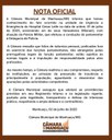 NOTA OFICIAL DA CÂMARA MUNICIPAL DE MANHUAÇU