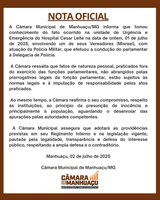 NOTA OFICIAL DA CÂMARA MUNICIPAL DE MANHUAÇU