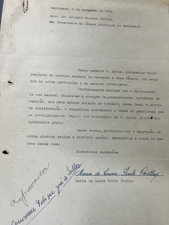 Uma renúncia que marcou época na Câmara de Manhuaçu